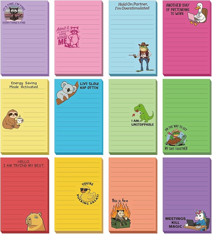 12 Pack Funny Notepads, 5x3 Inches Sarcastic Note Pads Memo Fun Office Gifts by Saypacck