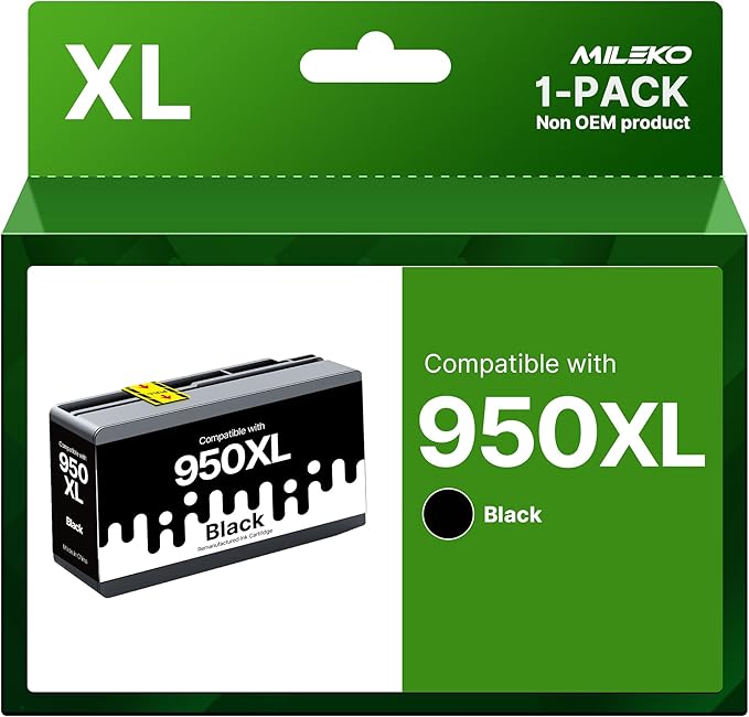 MILEKO Compatible 950XL Ink Cartridge Replacement for HP 950XL 950 XL to use with OfficeJet Pro 8100 8610 8600 8615 8620 8625 276dw 251dw Printer (Black, 1-Pack)-DeskLoop Office
