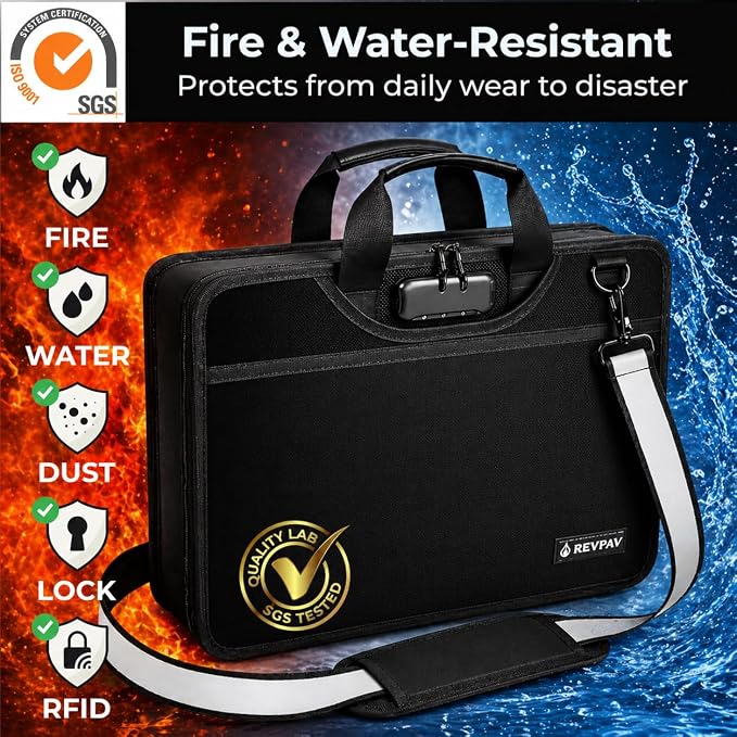 Accordion File Organizer Fireproof, Water-Resistant Document Bag-13 Pocket File - Image 4