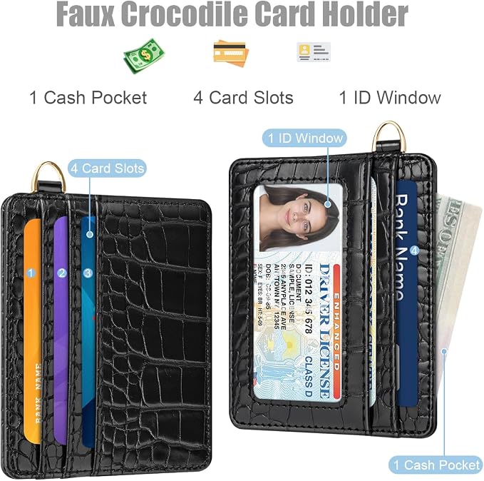 Slim Credit Card Holder Crocodile Wallet Women Thin Alligator Wallets RFID - Image 2