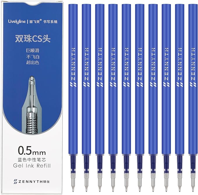 Ddaowanx 10 Pieces Gel Ink Pen Refills, Fine Point 0.5mm Tip Smooth Writing by Ddaowanx