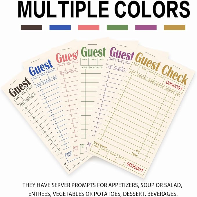 Guest Checks Books for Servers, Server Note Pads, 12 Pack, Natural Color Paper - Image 5
