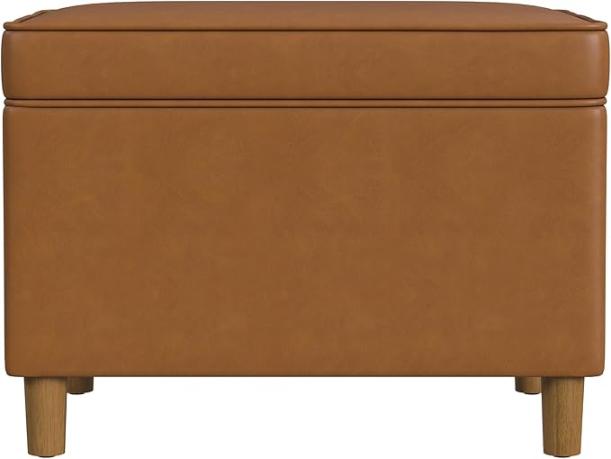 Home Decor | Dinah Collection Modern Storage Ottoman | Ottoman with Storage for Living Room & Bedroom(Carmel Faux Leather)-DeskLoop Office
