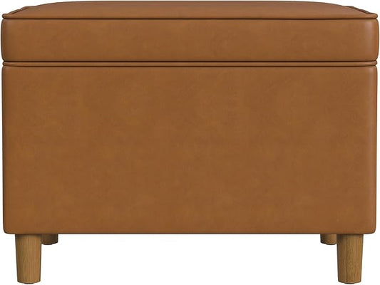 Home Decor | Dinah Collection Modern Storage Ottoman | Ottoman with Storage for Living Room & Bedroom(Carmel Faux Leather)-DeskLoop Office