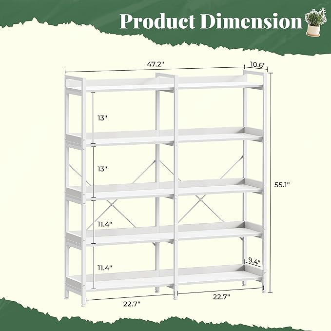 Huuger 5 Tier Bookshelf, Display Bookshelf - Image 2