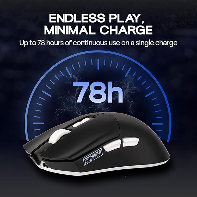 EPOMAKER Click Lite Wireless Gaming Mouse, 800 to 12,000 DPI Adjustable, PAW3311 Sensor, 500mAh, 59g, 2.4G/BT/USB-C Rechargeable Wireless Mouse with 5 Programmable Buttons for PC/Mac/Linux (Black)-DeskLoop Office