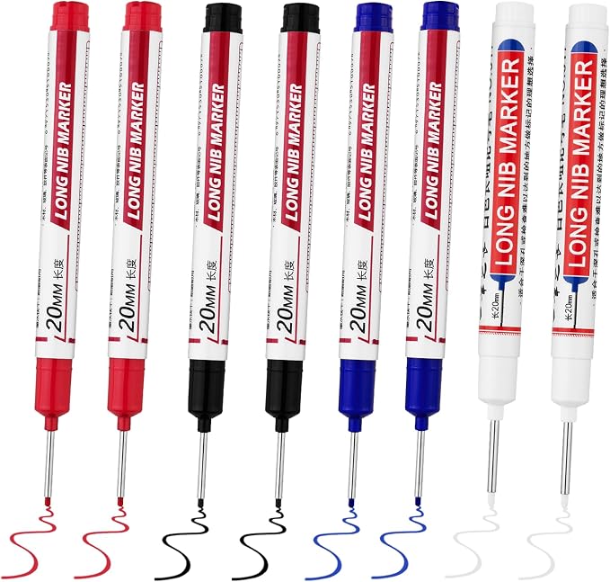 8 PCS Long Head Deep Hole Marker Pens, 20mm Long Nib Marker, Longs Nose Markers by Unknown