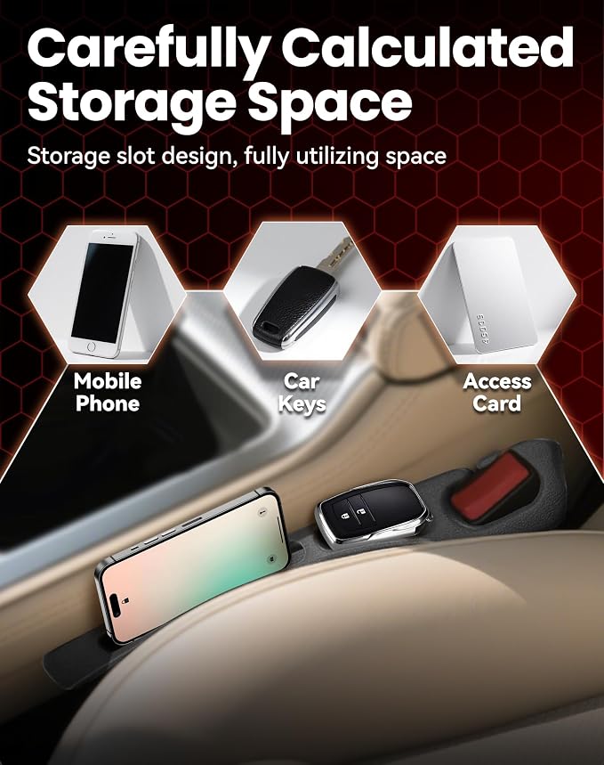 Seat Gap Filler with Storage, Universal Seat-Gap Filler, Double-Slot Organizer - Image 4