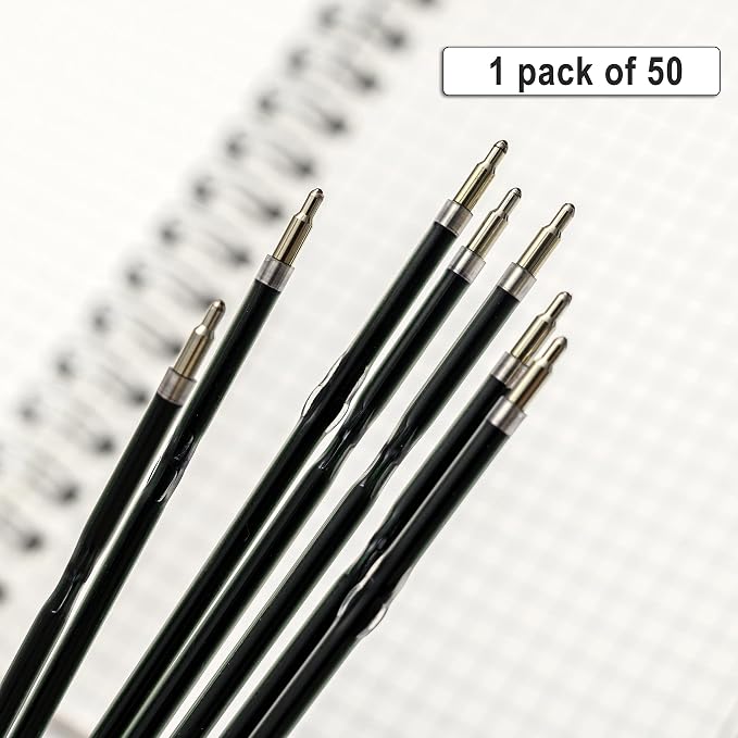 Linbsunne 50 Pieces Ballpoint Refills Medium Point 1mm Black Ink Replaceable - Image 5