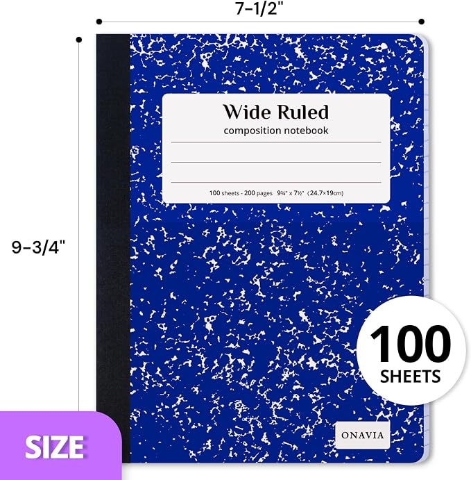 ONAVIA Composition Notebook Wide Ruled 12 Pack, 200 Pages, 9-3/4 x 7-1/2 - Image 8