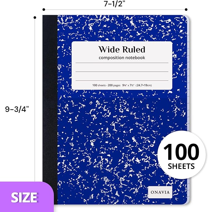 ONAVIA Composition Notebook Wide Ruled 6 Pack, 200 Pages, Cornflower | 100 ct - Image 8