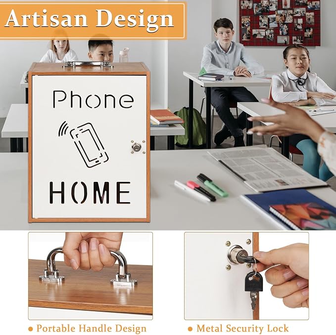 Cell Phone Holder Classroom 36 Slots Wooden Cell Phone Storage Cabinet Pocket - Image 3