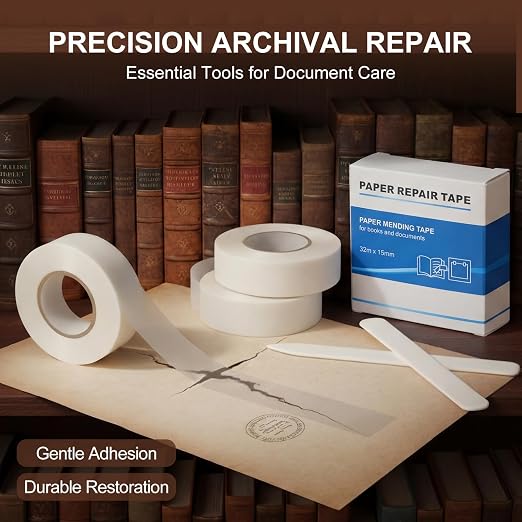 3 Rolls Archival Document Repair Tape Kit Book Repair Acid-Free Tape - Image 4