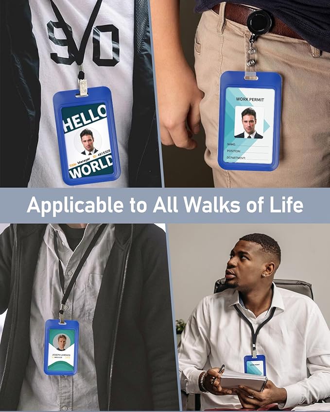 Uniclife 10 Pack Sliding ID Badge Holder Vertical Hard Plastic Case - Image 5