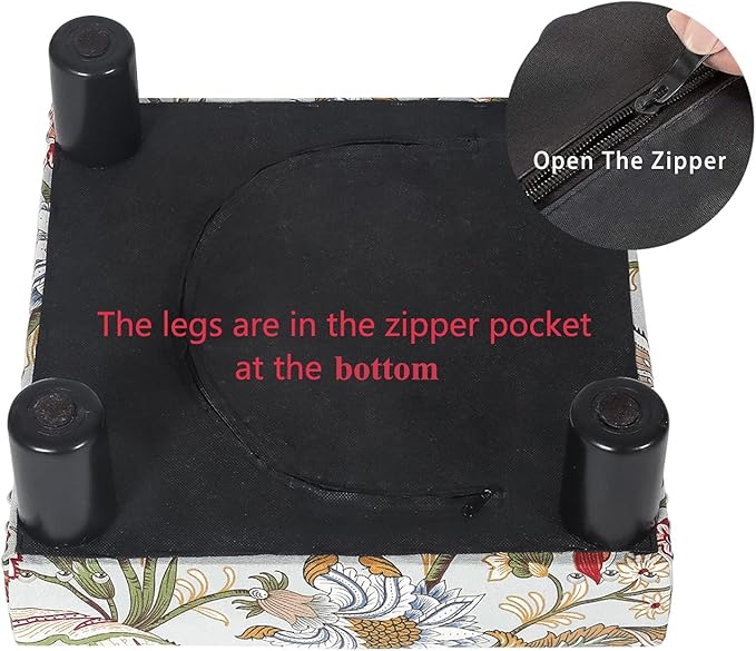 Joveco Small Foot Rest Stool Ottoman, 15" Fabric Square Footstool Upholstered Footrest for Chair, Under Desk, Office, Living Room, Boho Floral-DeskLoop Office