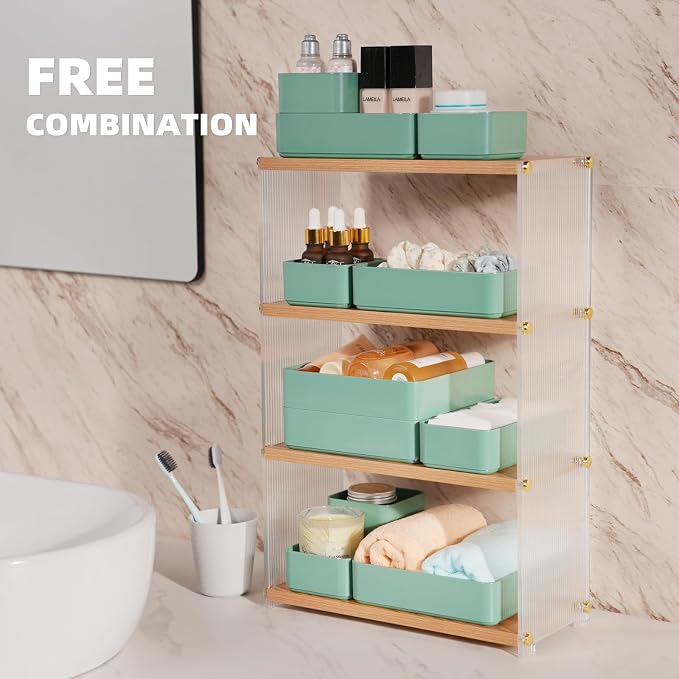 CHANCETSUI 11-Piece Stackable Drawer Organizer Set, Stationery, Utensils in - Image 3