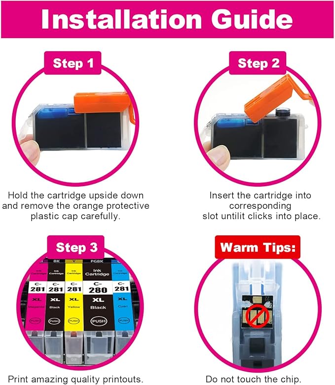 CLI-281 XXL Cyan/Magenta/Yellow-3 Color Ink Cartridges Compatible with Canon 281XXL CLI281 Value Pack Work for Pixma TS6120 TS8120 TR7520 TR8520 TS9120 TS6220 TS8220 TS9520 TS9521C-DeskLoop Office