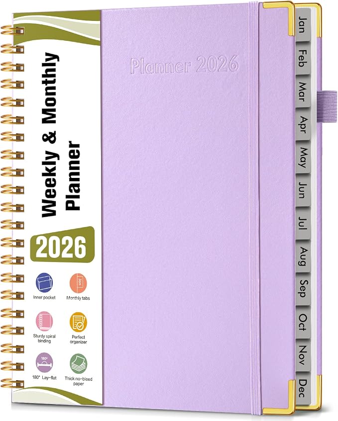 2026 Planner, Hardcover Leather Weekly and Monthly Planner, January 2026 by Unknown
