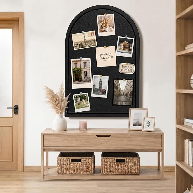 Arched Felt Bulletin Board, Sized 36" x 24" Cork Board Alternative Grooved Edge - Image 2