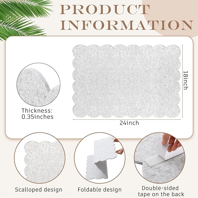 Mooliwe Scalloped Felt Bulletin Board Foldable Pin Cork Board Alternative - Image 2