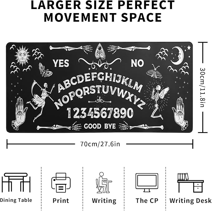 Mysterious Spirit Goth Gaming Mouse Pad 27.6x11.8 Inch Large Desk Mat Black - Image 2