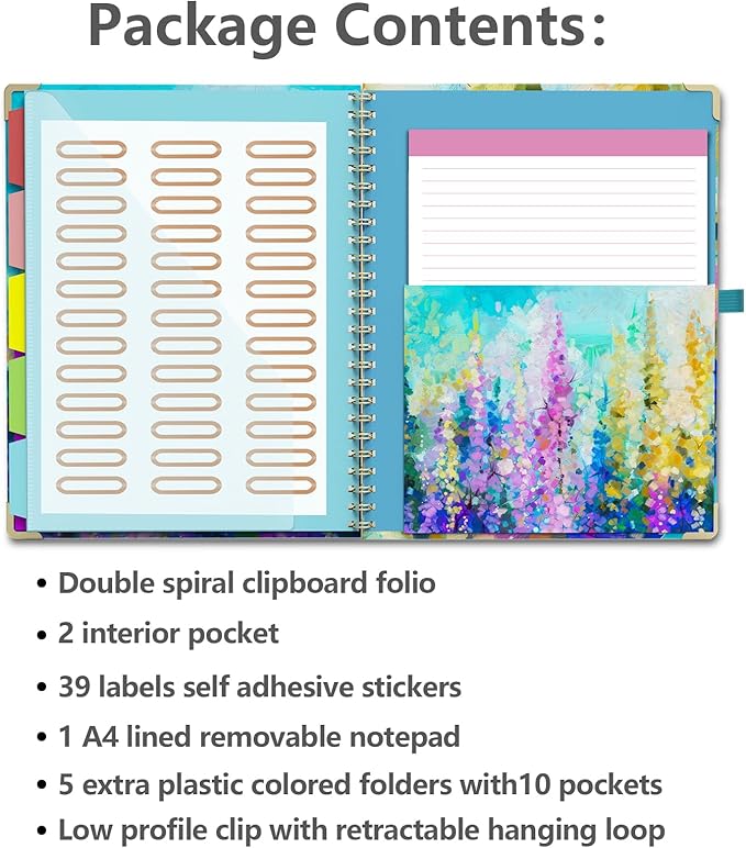 Clipboard Folio with Notepad for Letter Size, 5 Extra Folders with Storage 10 - Image 2