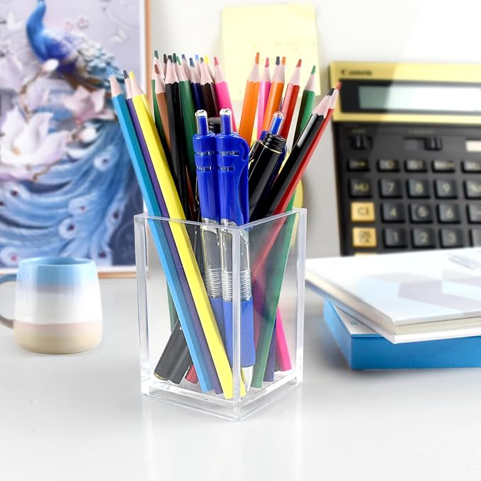 20 Pack Clear Acrylic Pen Holders, Bulk Pencil Cup Desk Organizers | Bulk Clear - Image 2
