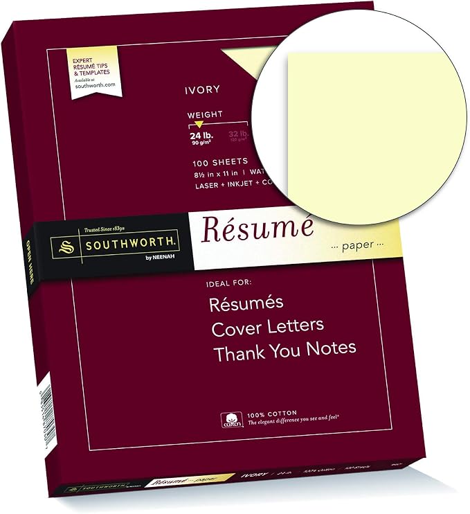 Southworth® 100% Cotton Résumé Paper, 8 1/2" x 11", 24 Lb, 100% Recycled - Image 2