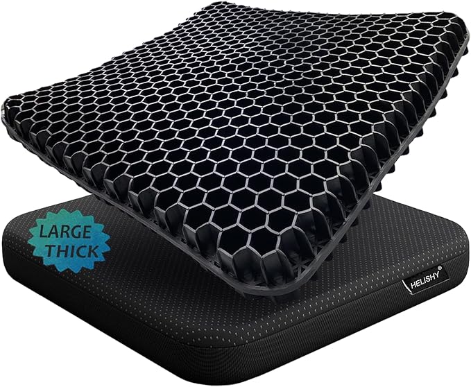 Gel Wheelchair Seat Cushion for Long Sitting, Extra Large & Thick Seat Cushion by Helishy