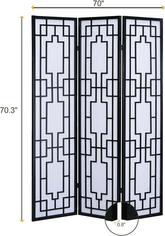 NicBex Room Divider 3 Panel Room Dividers with Geometric Lattice Design Partition Room Dividers and Folding Privacy Screens Wall Divider for Office, Room Separation,70" W x 0.8" D x 70.3" H, Black-DeskLoop Office