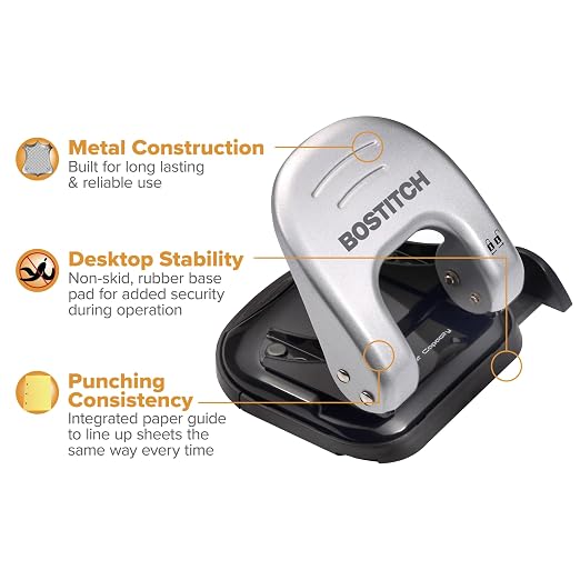 Bostitch Office EZ Squeeze Reduced Effort 2-Hole Punch, 2 Sheets, Locking Handle - Image 3