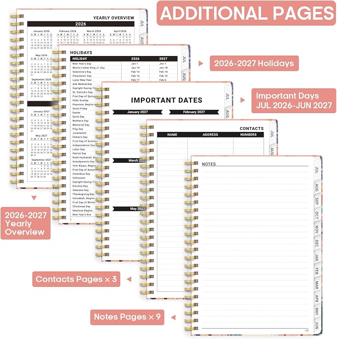 Academic Planner 2026-2027, Weekly and Monthly Calendar Book, July 2026 – June - Image 4