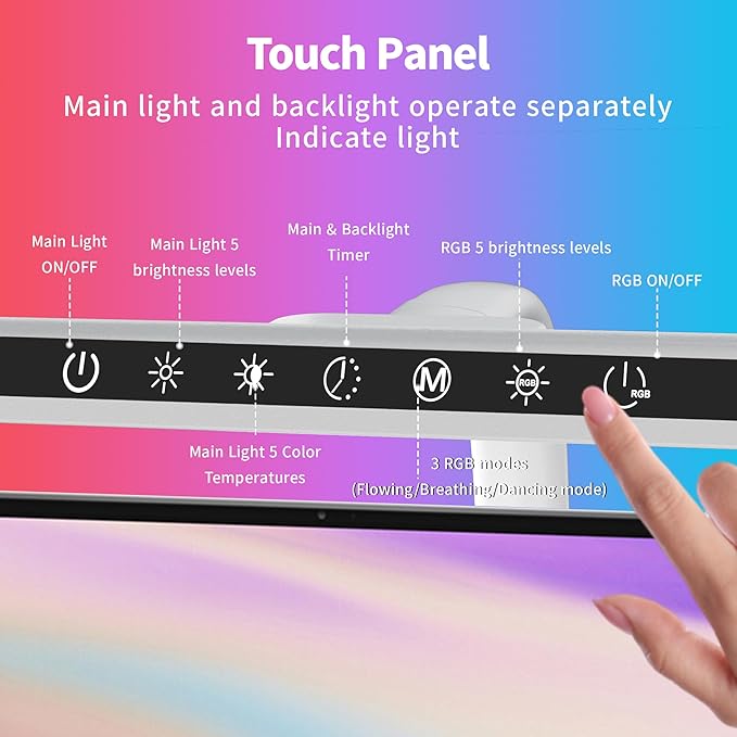 2-in-1 Desk Lamp with RGB Backlight,Architect Desk Lamps for Home Office,24W Tall Desk Lamp with Clamp,60"Timer,25 Lighting Modes,Eye Protection Swing Arm Lamp for Home/Office/Gaming/Study-DeskLoop Office