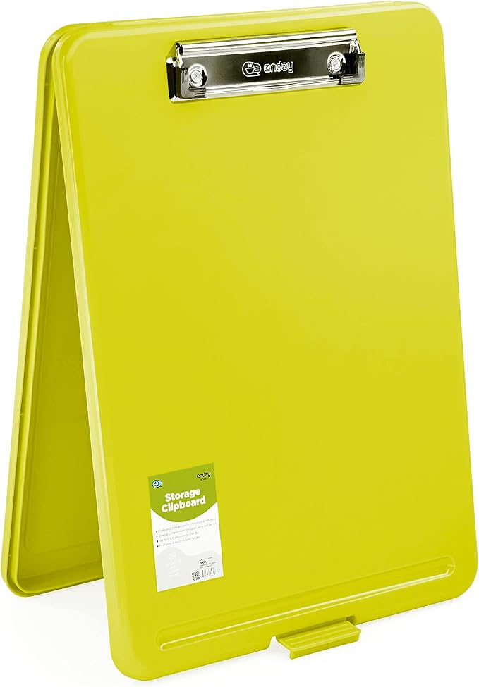 Clipboard with Storage Green, Letter Size Storage Clipboard with Compartments by Enday