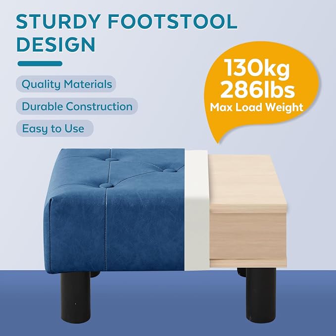 Small Foot Stool Ottoman, Faux Leather Footstool Ottoman Foot Rest - Image 6