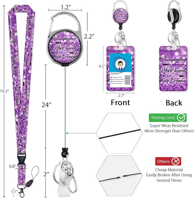 Giancomics Lanyards for Id Badges, Inspirational Quote ID Badge Holder - Image 5
