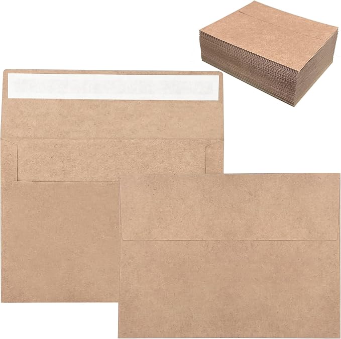 100 Pack 4x6 Envelopes for Invitations, 6.5x4.75" Brown Kraft Envelope by Sylroal