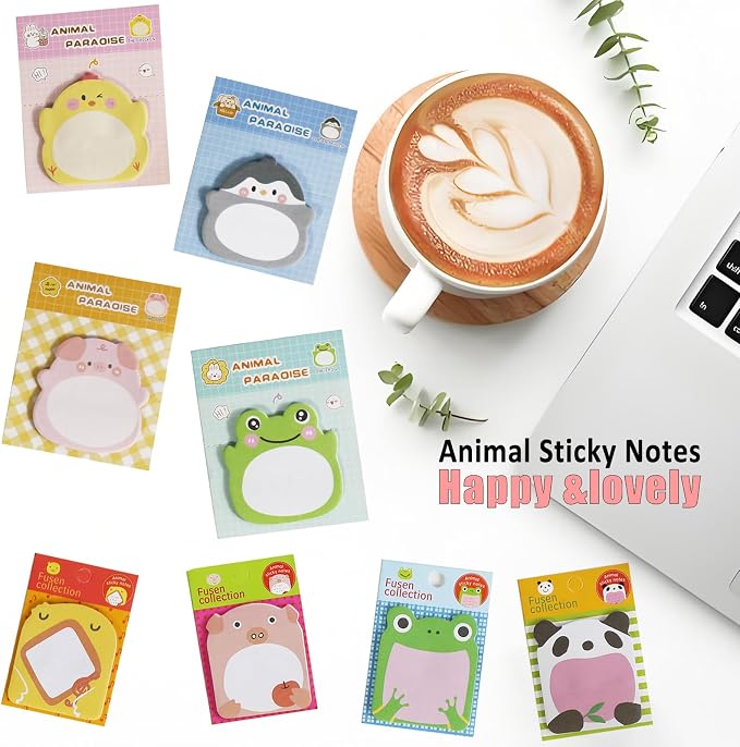 32 Pads Cute Sticky Notes, Animal Sticky Notes Self Adhesive Cartoon Notes Memo - Image 6