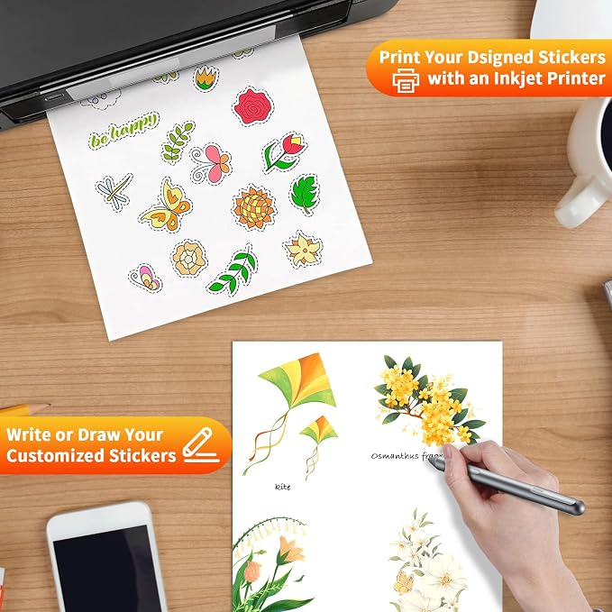 Printable Sticker Paper 8.5 x 11 Full Sheet Labels, 500 Sheets Matte Self - Image 4