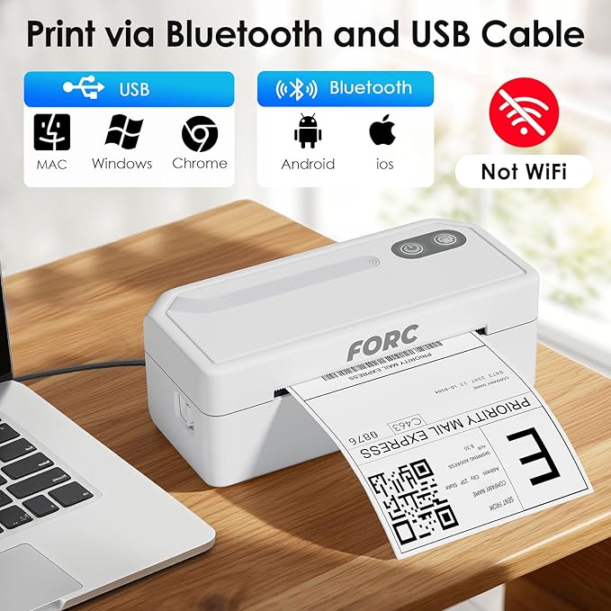 Forc Shipping Label Printer,4X6 Thermal Label Printer for Small Business & Office Package,Compatible with Android, iOS, Windows and Mac, Widely Used for Amazon,UPS,Etsy,USPS-DeskLoop Office