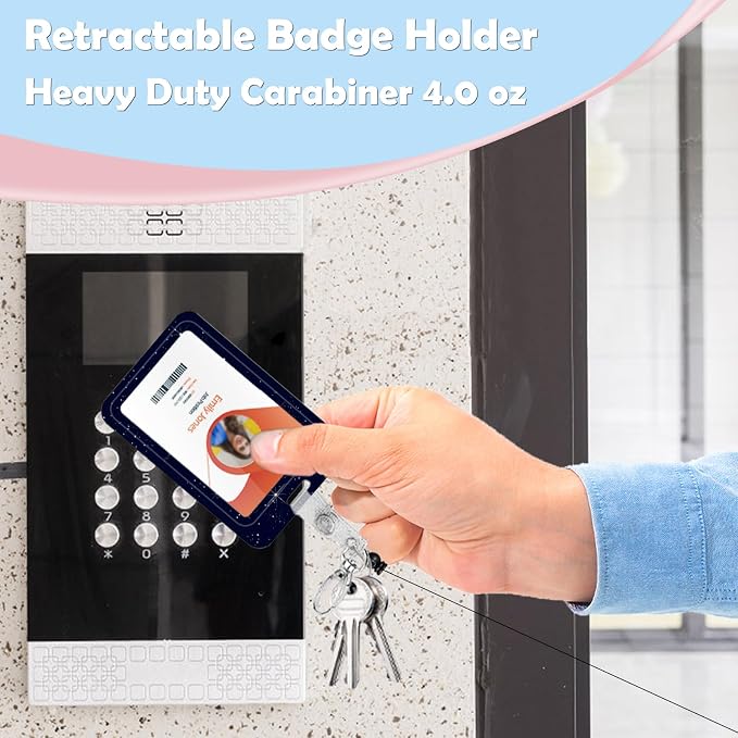 ID Badge Holder with Lanyard, Retractable ID Badge Card Holders Detachable Neck - Image 3