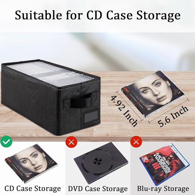 CD Storage Box & Case, Each Holds 35 CDs, Desktop & Closet CD Organizer - Image 7