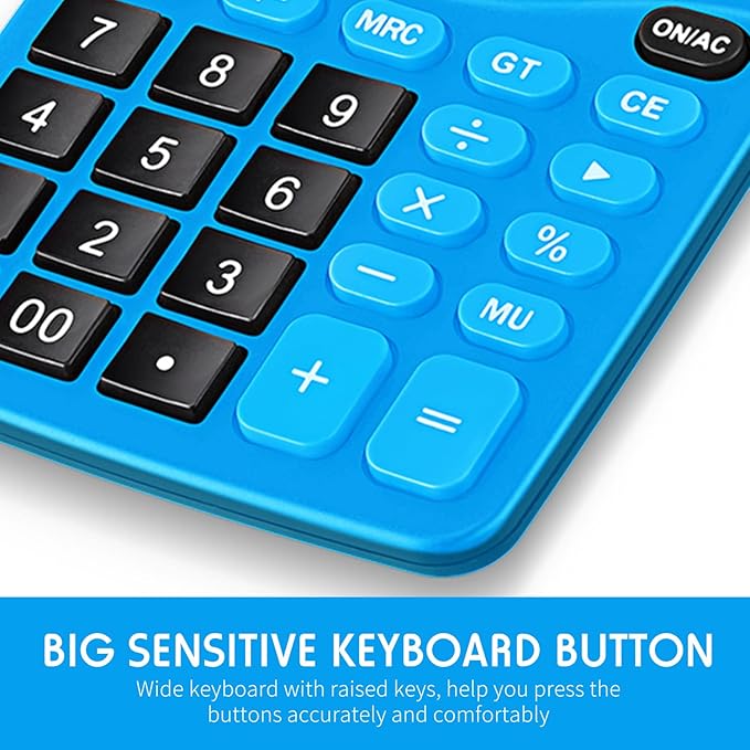 Konohan 8 Pieces 12-Digit Calculator, Solar Basic Desktop Calculator Large Display Electronic Dual Power Handheld for Home Office School(Dark Blue)-DeskLoop Office