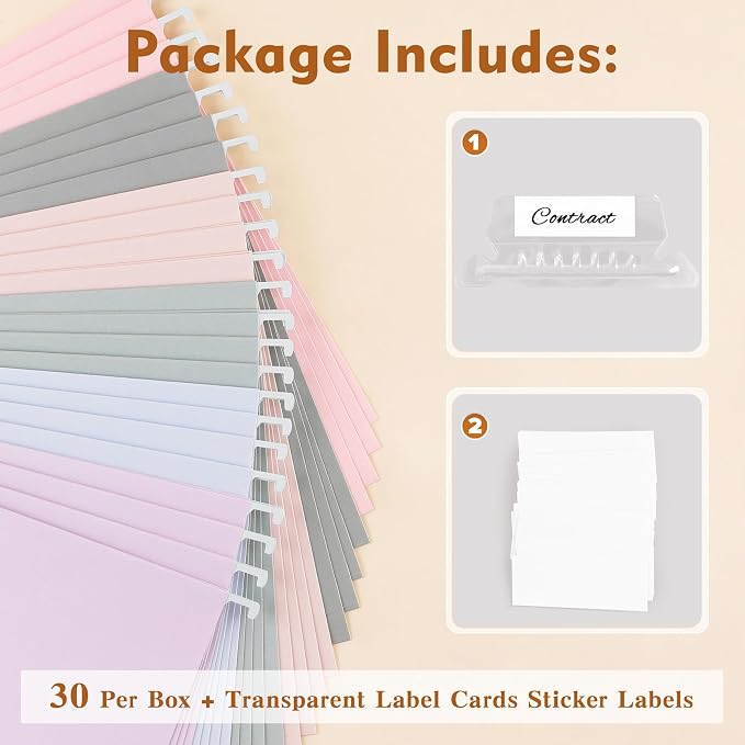Zzrywuty Hanging File Folders Letter Size, Pastel File Folders Hanging - Image 7