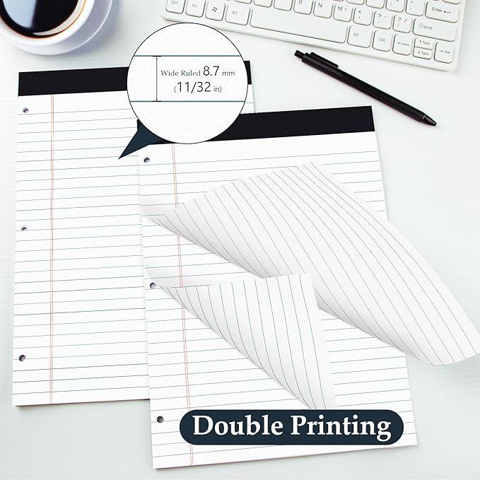 HAUTOCO 12 Pack 8.5 x 11 Legal Pads White Wide Ruled Notepads Perforated - Image 4
