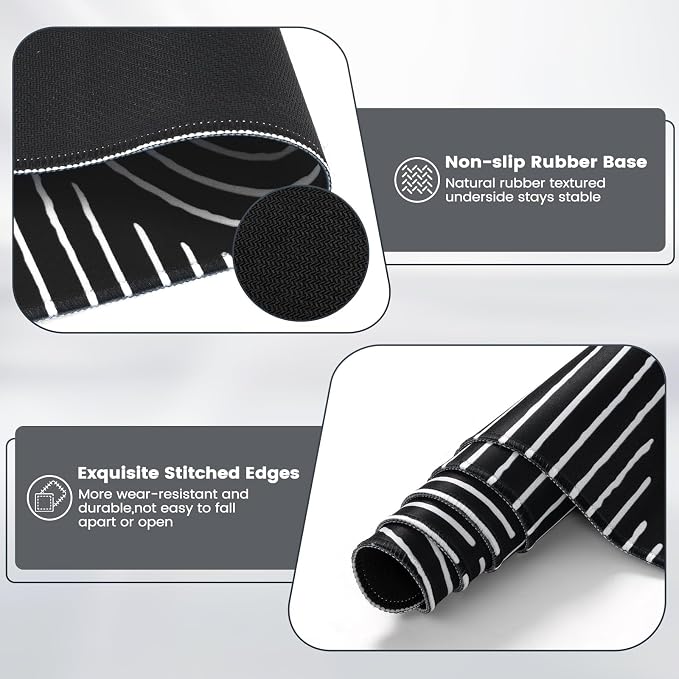 iCasso Black Desk Mat, Large Mouse Pad - Image 4