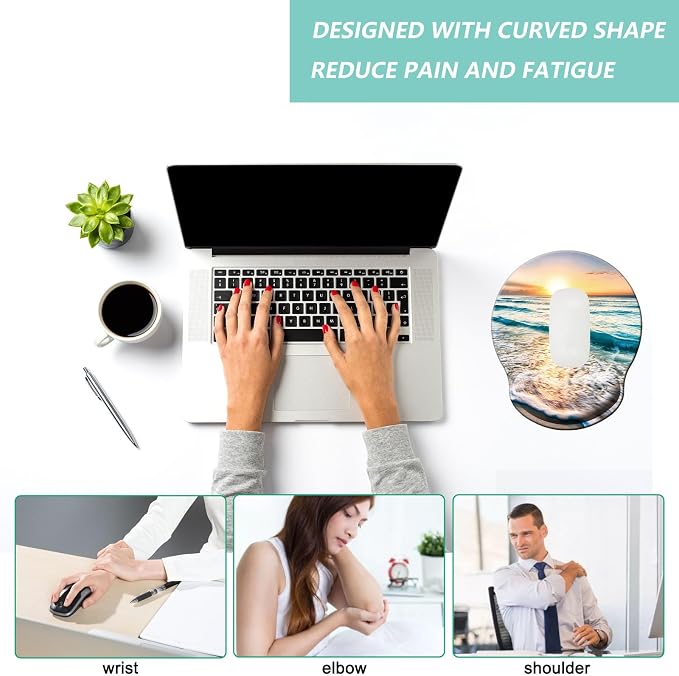 Mouse Pad with Wrist Support, Ergonomic Mouse Pad with Memory Foam Wrist Rest - Image 5