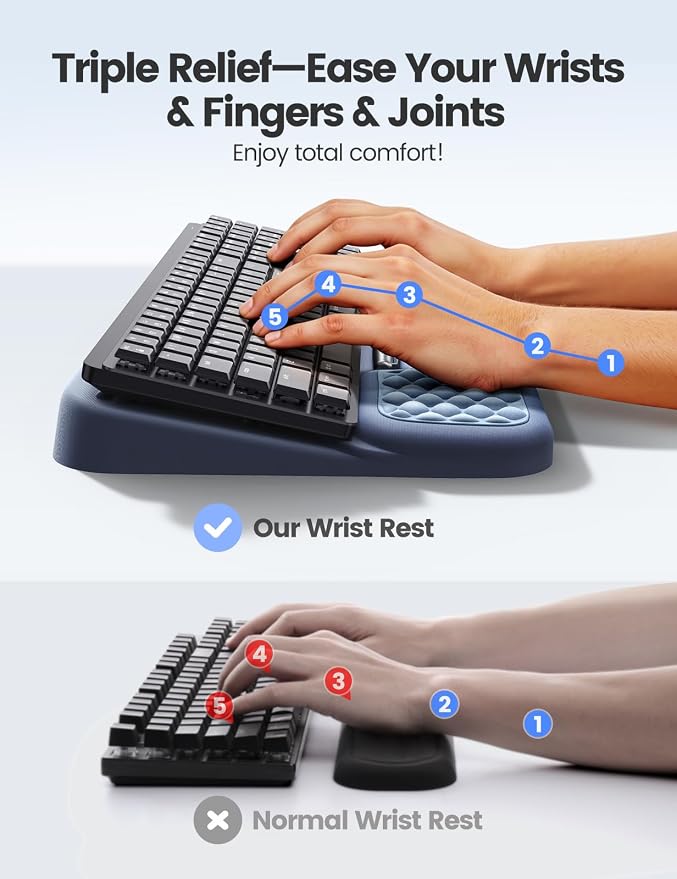 Vaydeer Wrist Rest with Keyboard Stand, Computer Wrist Support Pad, Ergonomic - Image 4