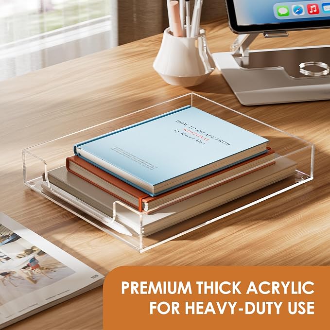 MaxGear Acrylic Letter Tray | Clear Desk Organizer - Image 2