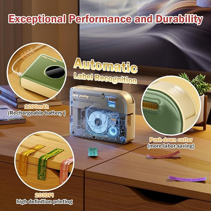 Phomemo A30 Label Maker Machine, Bluetooth Wireless Portable Small Label Printer, Waterproof Label Mini Sticker Maker for Home School, Cloth Name Tag, Ribbon Printer Machine for Gift Wrapping-DeskLoop Office